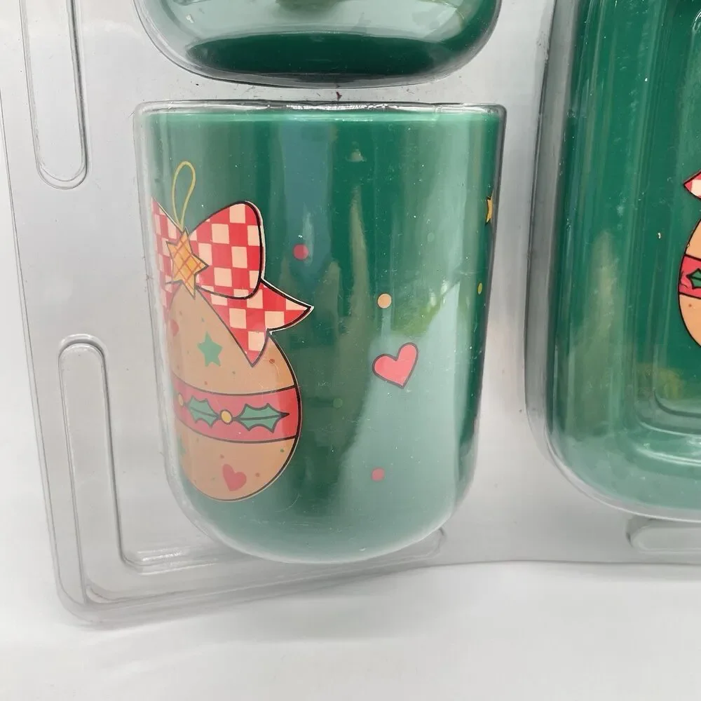 Holiday Time Christmas Ornament 3 Pc Bath Set Soap Dish Dispenser Tumbler NIP